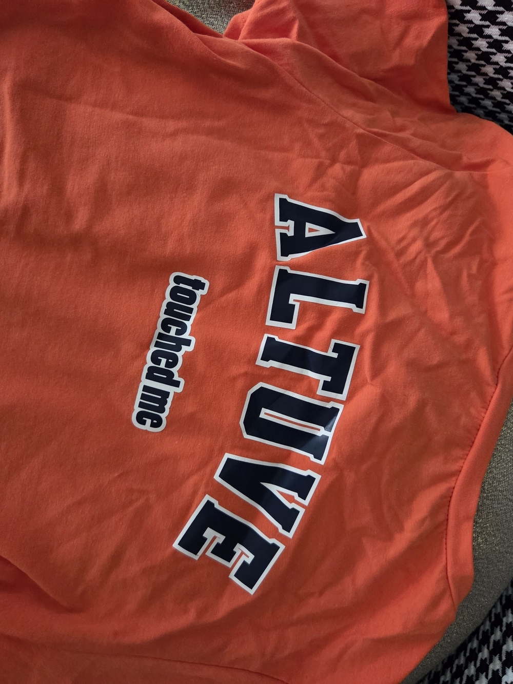 ALTUVE graphic orange tee with navy text
